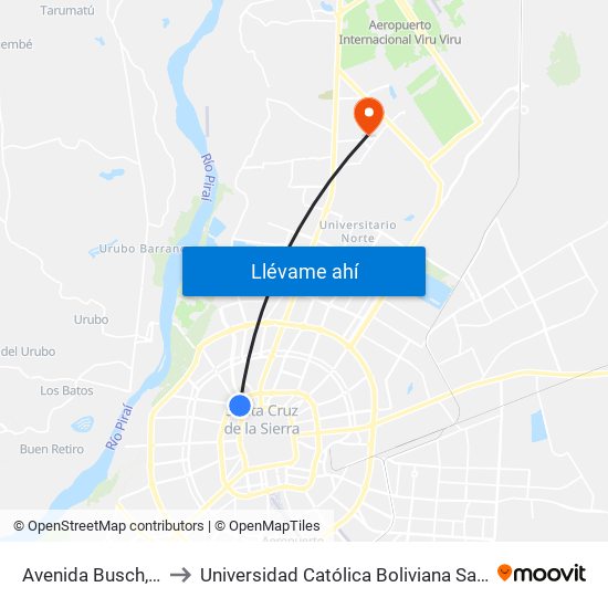 Avenida Busch, 682 to Universidad Católica Boliviana San Pablo map