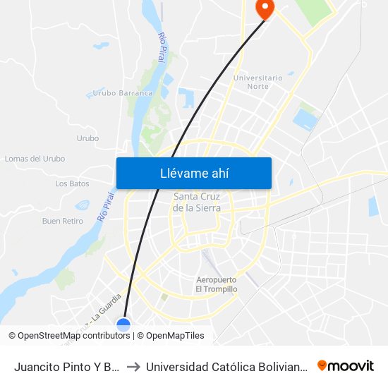 Juancito Pinto Y Bethesda to Universidad Católica Boliviana San Pablo map