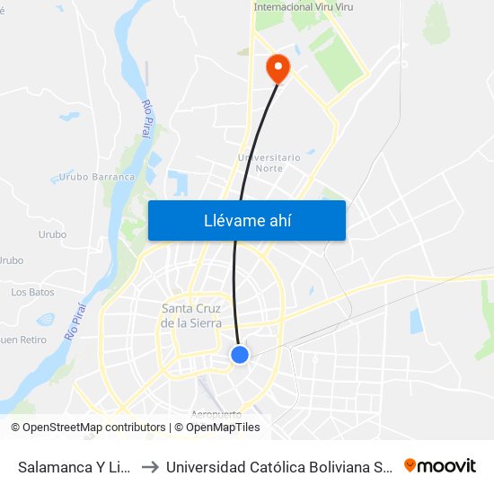 Salamanca Y Linares to Universidad Católica Boliviana San Pablo map