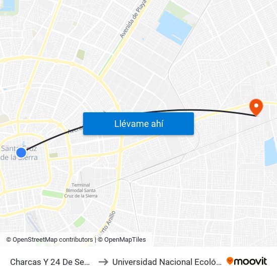 Charcas Y 24 De Septiembre to Universidad Nacional Ecológica (Une) map