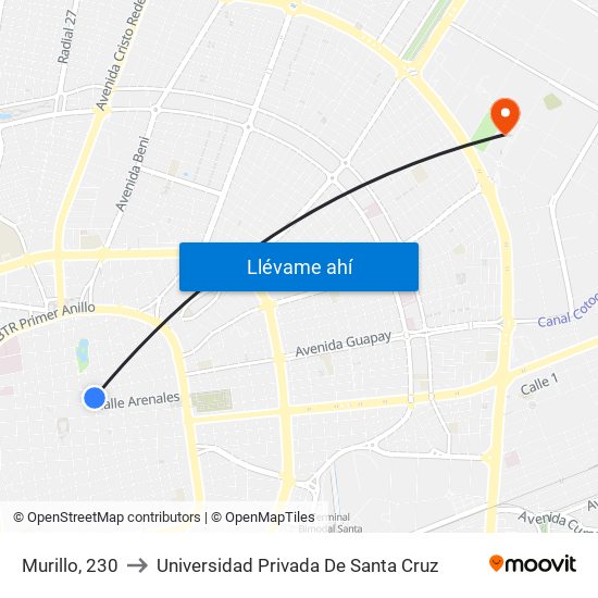 Murillo, 230 to Universidad Privada De Santa Cruz map