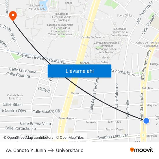 Av. Cañoto Y Junín to Universitario map