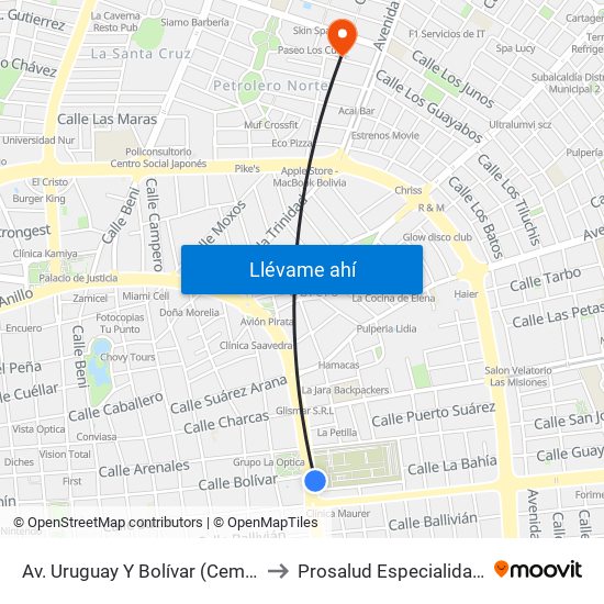 Av. Uruguay Y Bolívar (Cementerio General) to Prosalud Especialidades Médicas map