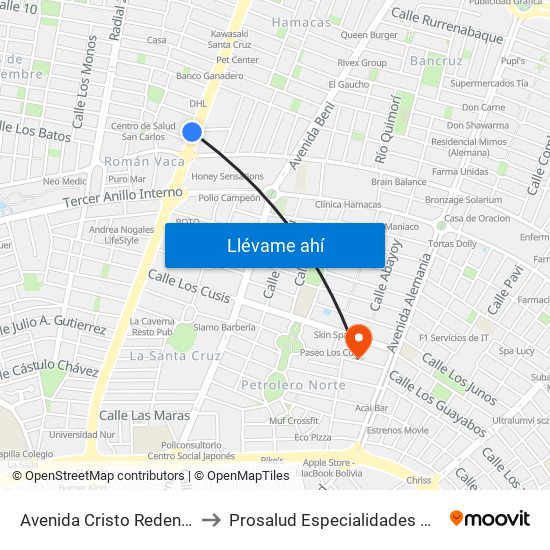 Avenida Cristo Redentor, 60 to Prosalud Especialidades Médicas map