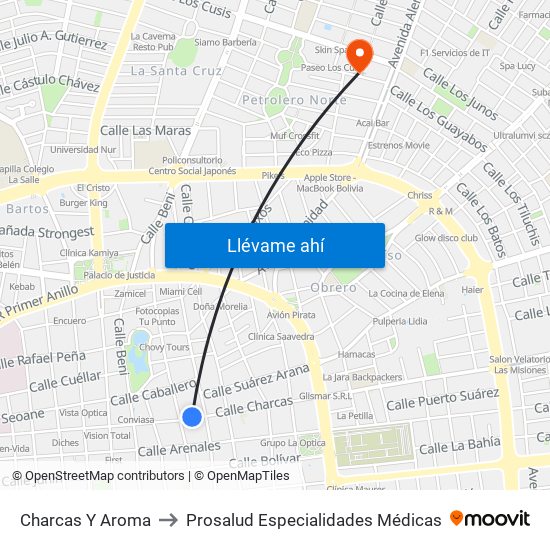 Charcas Y Aroma to Prosalud Especialidades Médicas map