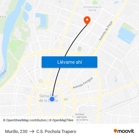 Murillo, 230 to C.S. Pochola Trapero map