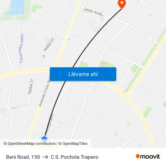 Beni Road, 150 to C.S. Pochola Trapero map