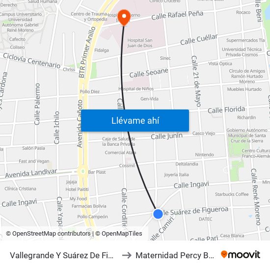 Vallegrande Y Suárez De Figueroa to Maternidad Percy Boland map