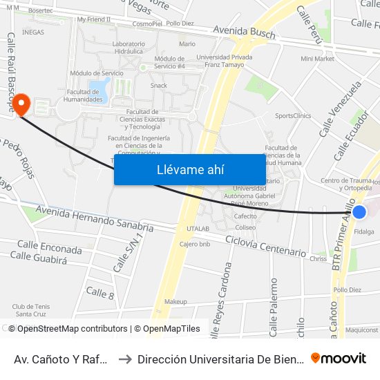 Av. Cañoto Y Rafael Peña to Dirección Universitaria De Bienestar Social map