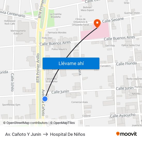 Av. Cañoto Y Junín to Hospital De Niños map