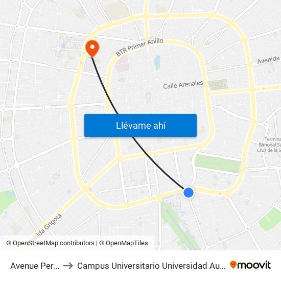 Avenue Perimetral, 39 to Campus Universitario Universidad Autónoma Gabriel René Moreno map