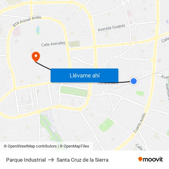 Parque Industrial to Santa Cruz de la Sierra map