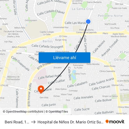 Beni Road, 150 to Hospital de Niños Dr. Mario Ortiz Suárez map