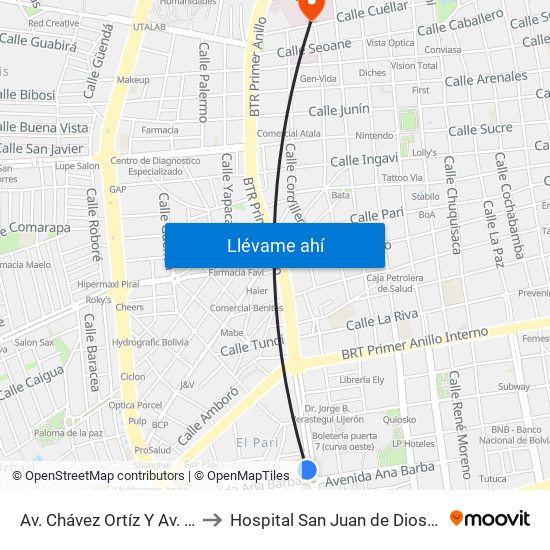 Av. Chávez Ortíz Y Av. Ana Barba to Hospital San Juan de Dios-Emergencia map