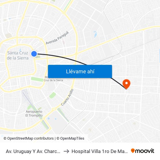 Av. Uruguay Y Av. Charcas to Hospital Villa 1ro De Mayo map