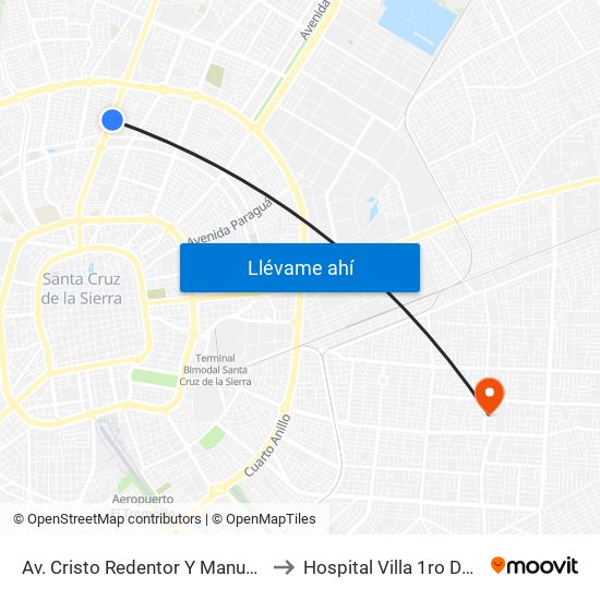 Av. Cristo Redentor Y Manuel Marcó to Hospital Villa 1ro De Mayo map