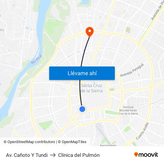 Av. Cañoto Y Tundi to Clínica del Pulmón map