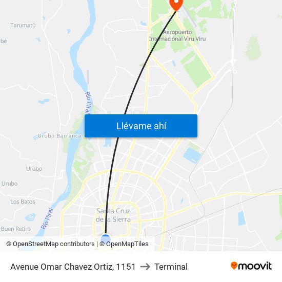 Avenue Omar Chavez Ortiz, 1151 to Terminal map