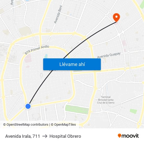 Avenida Irala, 711 to Hospital Obrero map