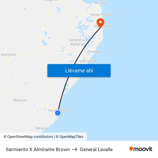 Sarmiento X Almirante Brown to General Lavalle map