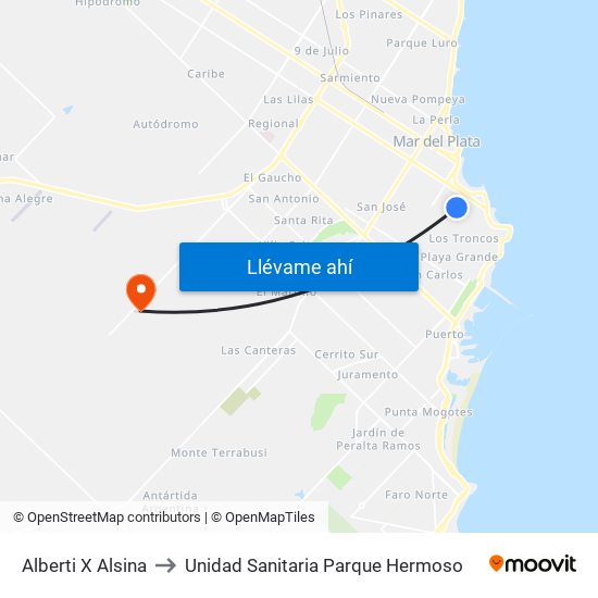Alberti X Alsina to Unidad Sanitaria Parque Hermoso map
