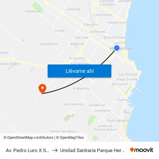 Av. Pedro Luro X Salta to Unidad Sanitaria Parque Hermoso map