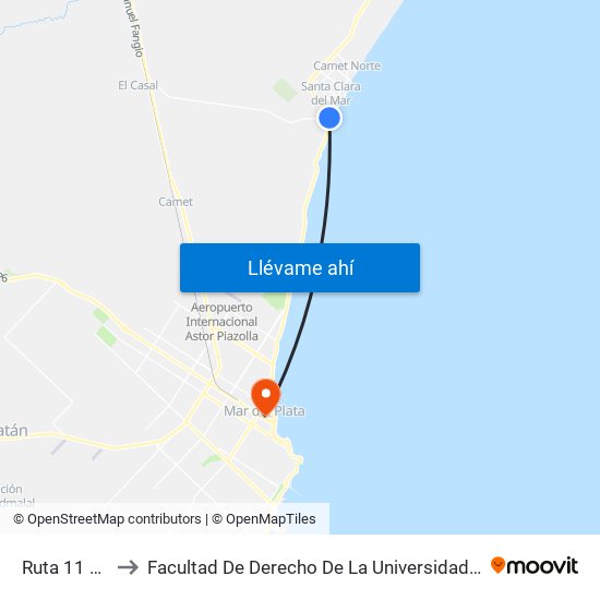Ruta 11 X Taormina to Facultad De Derecho De La Universidad Nacional De Mar Del Plata (Unmdp) map