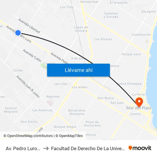 Av. Pedro Luro X Trinidad Y Tobago to Facultad De Derecho De La Universidad Nacional De Mar Del Plata (Unmdp) map