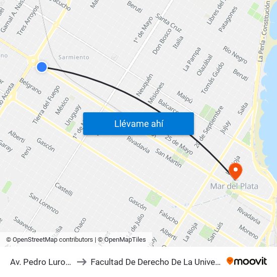 Av. Pedro Luro X Victoriano Montes to Facultad De Derecho De La Universidad Nacional De Mar Del Plata (Unmdp) map