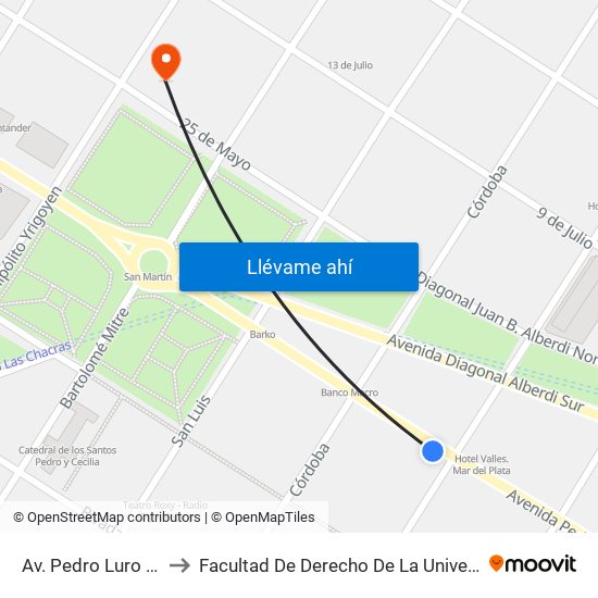 Av. Pedro Luro X Santiago Del Estero to Facultad De Derecho De La Universidad Nacional De Mar Del Plata (Unmdp) map