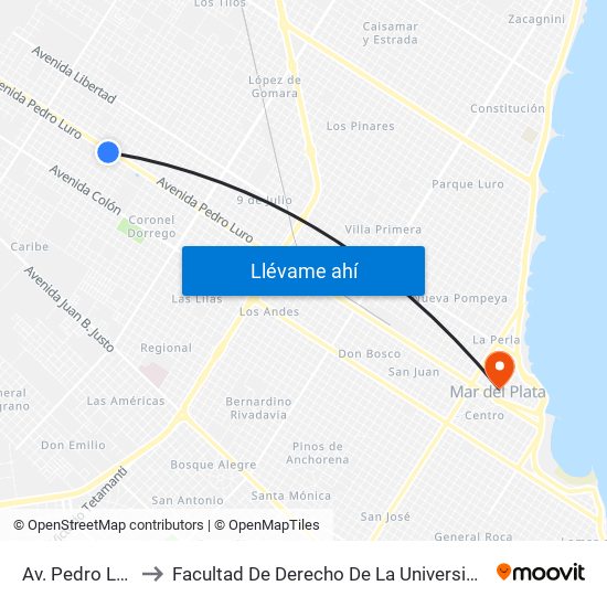 Av. Pedro Luro X Paraguay to Facultad De Derecho De La Universidad Nacional De Mar Del Plata (Unmdp) map