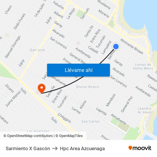 Sarmiento X Gascón to Hpc Area Azcuenaga map