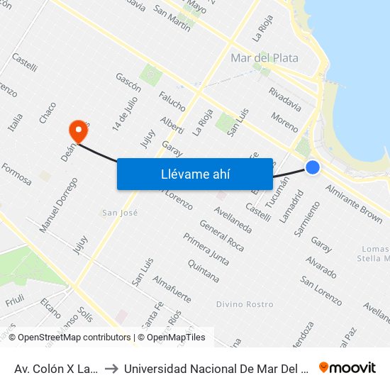 Av. Colón X Lamadrid to Universidad Nacional De Mar Del Plata (Unmdp) map