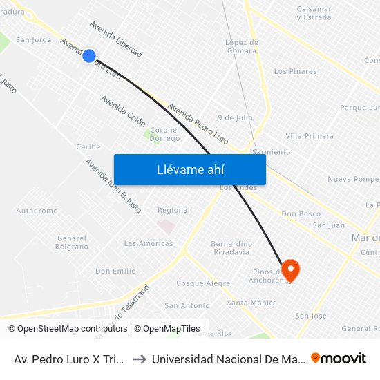 Av. Pedro Luro X Trinidad Y Tobago to Universidad Nacional De Mar Del Plata (Unmdp) map