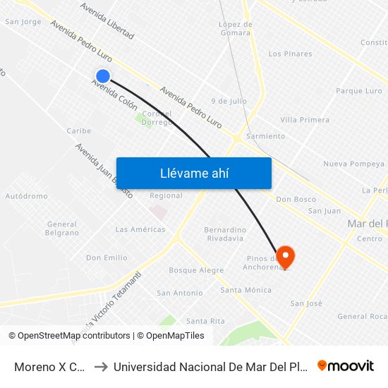 Moreno X Canadá to Universidad Nacional De Mar Del Plata (Unmdp) map