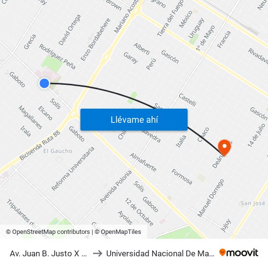 Av. Juan B. Justo X J. N. Fernández to Universidad Nacional De Mar Del Plata (Unmdp) map