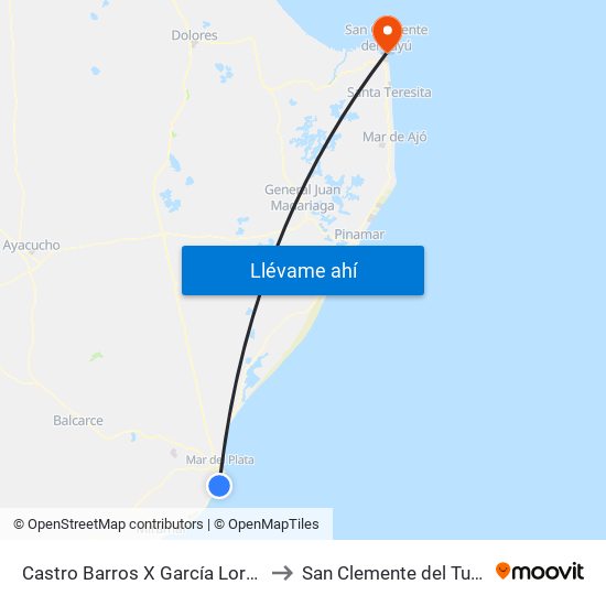 Castro Barros X García Lorca to San Clemente del Tuyú map