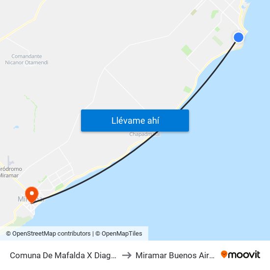 Comuna De Mafalda X Diag. Vélez Sarsfield to Miramar Buenos Aires Argentina map