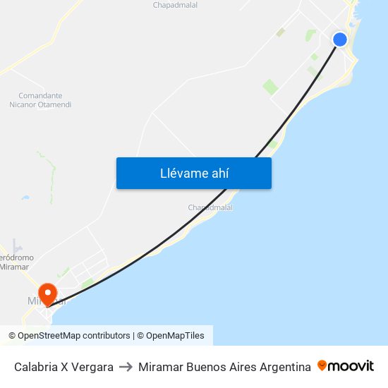 Calabria X Vergara to Miramar Buenos Aires Argentina map