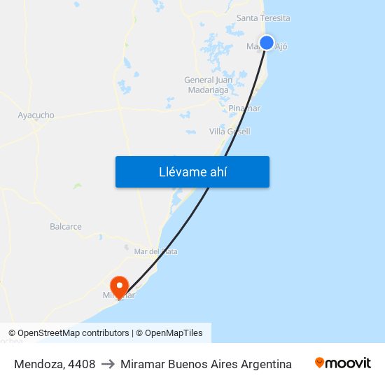 Mendoza, 4408 to Miramar Buenos Aires Argentina map
