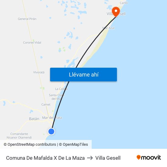 Comuna De Mafalda X De La Maza to Villa Gesell map