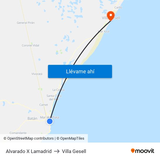 Alvarado X Lamadrid to Villa Gesell map