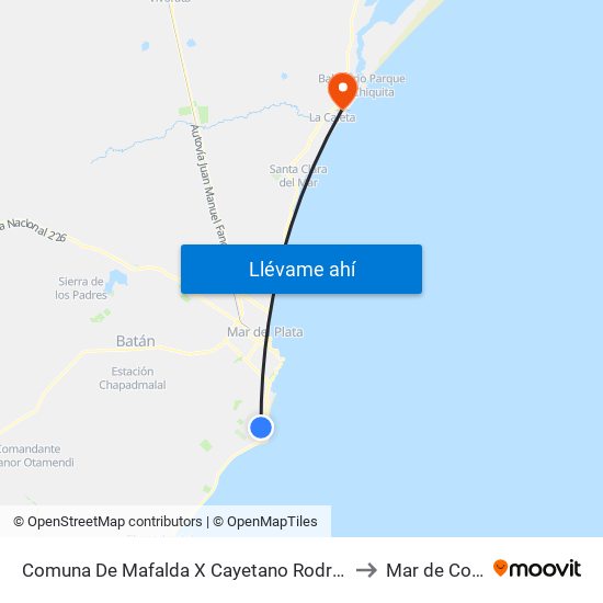Comuna De Mafalda X Cayetano Rodríguez to Mar de Cobo map