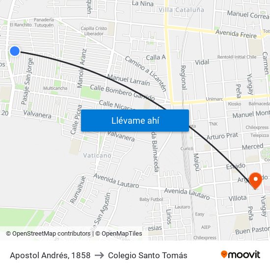 Apostol Andrés, 1858 to Colegio Santo Tomás map