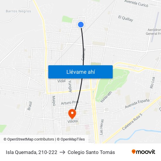 Isla Quemada, 210-222 to Colegio Santo Tomás map