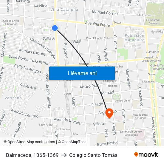 Balmaceda, 1365-1369 to Colegio Santo Tomás map