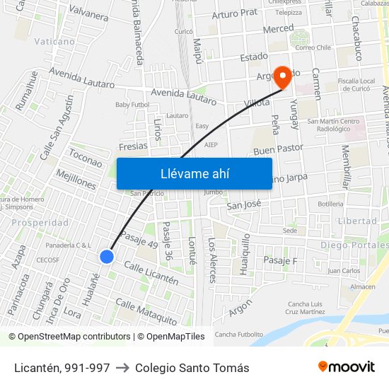 Licantén, 991-997 to Colegio Santo Tomás map