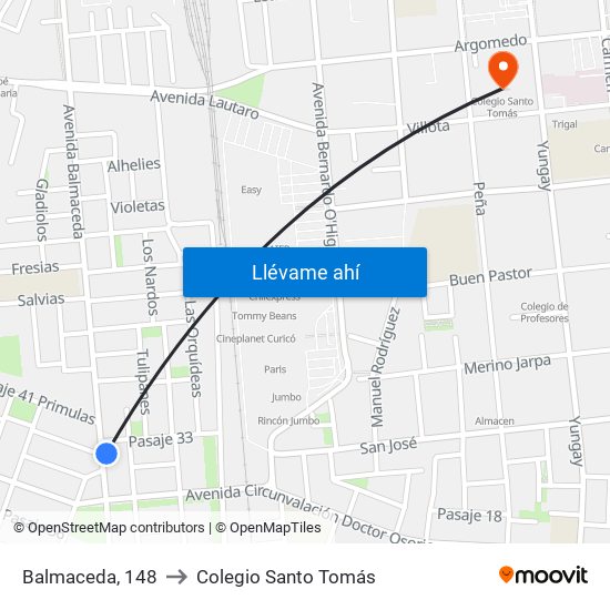 Balmaceda, 148 to Colegio Santo Tomás map