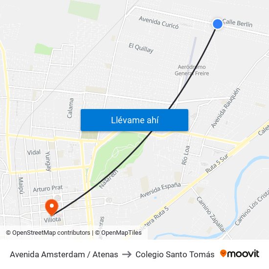 Avenida Amsterdam / Atenas to Colegio Santo Tomás map