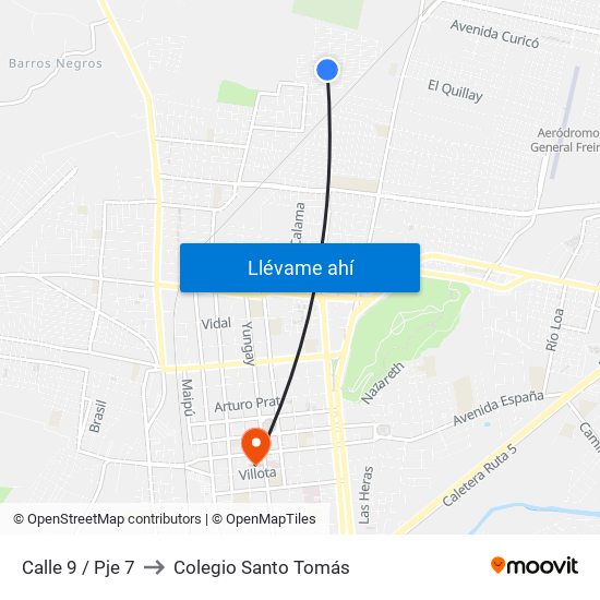 Calle 9 / Pje 7 to Colegio Santo Tomás map